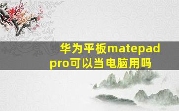 华为平板matepad pro可以当电脑用吗